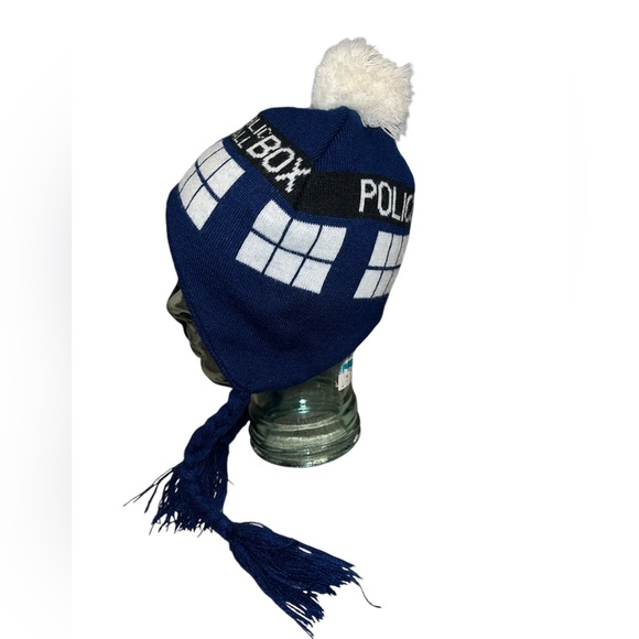 Doctor Who Tardis Beanie Pompom Hat Officially Licensed BBC Blue One Size - Picture 2 of 2